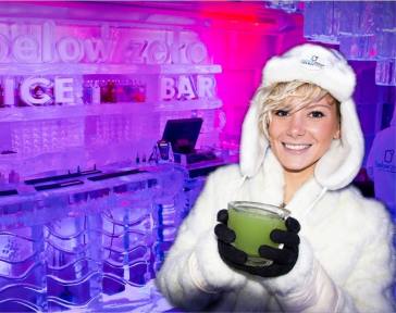 Promo girl for below zero ice bar Queenstown holding a cocktail