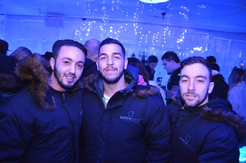 3 bearded men in Below Zero Ice bar in Queenstown