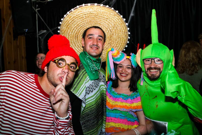 Halloween costumes on bar crawl including Where's Wally and Tinky Winky from Teletubbies