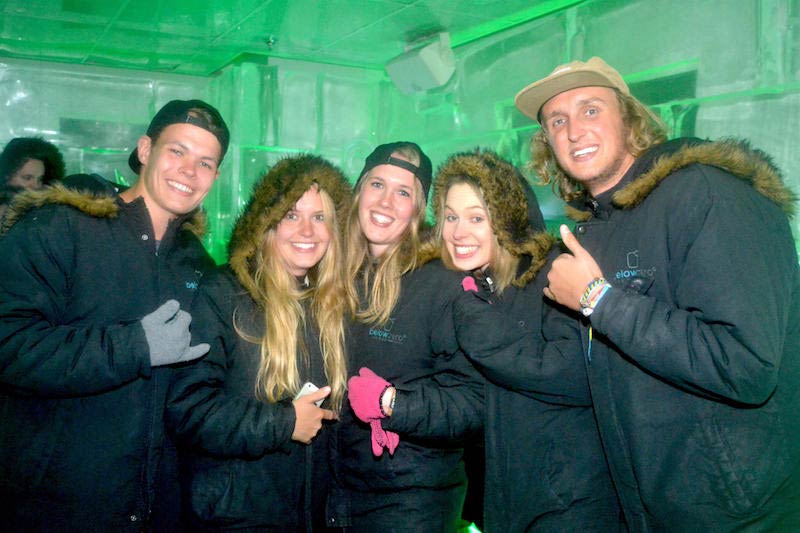 Happy group having fun at Below Zero Ice bar in Queenstown