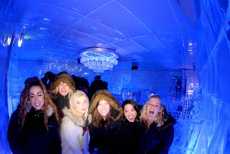 Group of people in side Below Zero Ice Bar in Queenstown
